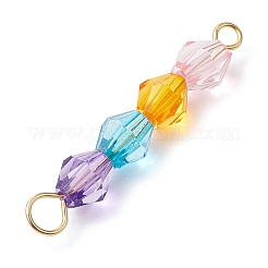 Rainbow Color Transparent Acrylic Bicone Beaded Connectors Charms&nbsp;PALLOY-JF02968