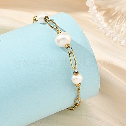 304 Stainless Steel Textured Paperclip Chain Bracelets for Women&nbsp;BJEW-JB14472
