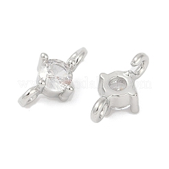 Brass Clear Cubic Zirconia Connector Charms&nbsp;LS-KK-Z094-10P