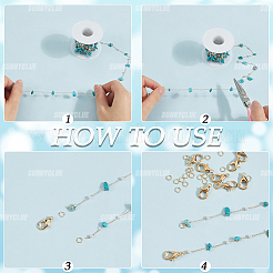 5M Synthetic Turquoise Chips & ABS Plastic Imitation Pearl Beaded Chains & 1Pc Plastic Empty Spools for Wire & 10Pcs & 30Pcs Long-Lasting Plated Brass Open Jump Rings&nbsp;DIY-SC0028-26