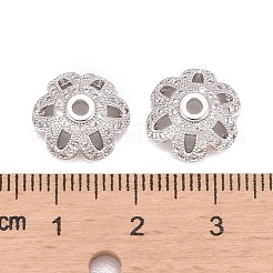 Eco-Friendly 6-Petal Flower Brass Micro Pave Cubic Zirconia Bead Caps&nbsp;ZIRC-M098-01P-FF