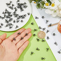 80Pcs Flower Rack Plating Brass Filigree Bead Cap Bails&nbsp;KK-FH0008-45B