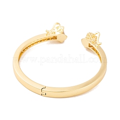 Dragon Brass Pave Clear Cubic Zirconia Open Cuff Bangles with Glass for Women&nbsp;BJEW-S147-28A-G