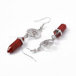 Gemstone Bullet with Lotus Dangle Earrings&nbsp;EJEW-I276-07P
