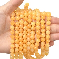 Natural Yellow Jade Bead Strands&nbsp;G-K121-02-8mm
