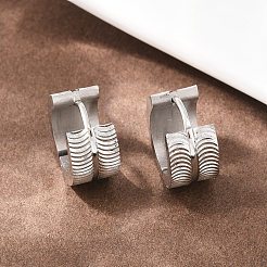 304 Stainless Steel Textured Hoop Earrings for Women&nbsp;EJEW-L307-10P