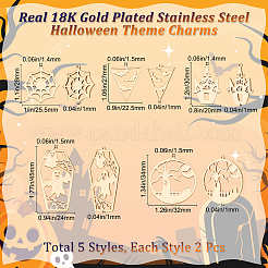 10Pcs 5 Style 201 Stainless Steel Pendants&nbsp;STAS-BBC0002-04