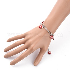 Evil Eye Alloy Enamel Charm Bracelets&nbsp;BJEW-JB05443-01
