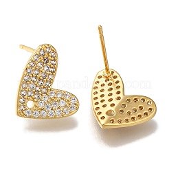 Brass Clear Cubic Zirconia Stud Earrings Finding for Women&nbsp;EJEW-B107-03G
