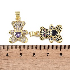 Brass Micro Pave Cubic Zirconia Pendants&nbsp;KK-P266-16G