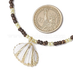 4Pcs 4 Styles Electroplated Natural Shell Pendant Necklaces&nbsp;NJEW-JN05221