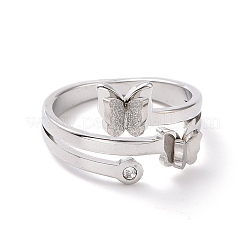 Crystal Rhinestone Butterfly Finger Ring&nbsp;RJEW-D120-09B-P