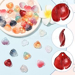 100Pcs 10 Colors Transparent Glass Petal Pendants&nbsp;GLAA-FS0002-71