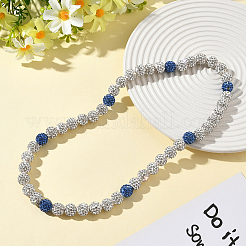1Pc Polymer Clay Rhinestone Round Beaded Stretch Necklaces&nbsp;NJEW-SP0001-14F