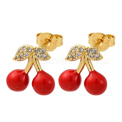 Brass Micro Pave Cubic Zirconia Stud Earrings&nbsp;EJEW-D322-05G-02