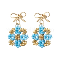 Glass Seed Beads Dangle Stud Earrings&nbsp;EJEW-MZ00702-02