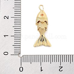 Fish Rack Plating Brass Micro Pave Cubic Zirconia Pendants&nbsp;KK-Z071-72A-01G