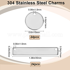 48Pcs 2 Styles 304 Stainless Steel Pendants&nbsp;STAS-BBC0005-82P