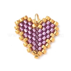 Handmade Glass Seed Beaded Heart Charms&nbsp;PALLOY-MZ00609
