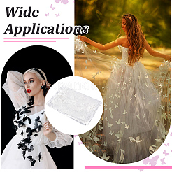 Butterfly Pattern Embroidered Polyester Mesh Fabrics&nbsp;DIY-WH0759-32B