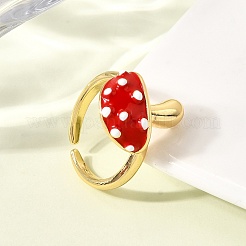 Brass Enemel Adjustable Open Cuff Rings for Women&nbsp;RJEW-I111-10G-03