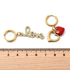 Heart & Word LOVE 304 Stainless Steel Micro Pave Clear Cubic Zirconia Hoop Earrings&nbsp;EJEW-B140-07G