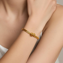 Geometric C-Shaped Double Layer Adjustable 304 Stainless Steel Twisted Knot Cuff Bangles for Women&nbsp;FB2963
