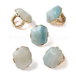 Natural Flower Amazonite & Alloy Finger Rings for Women&nbsp;RJEW-G375-01G-06