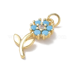 Brass Micro Pave Cubic Zirconia Pendants&nbsp;KK-L268-029G-03