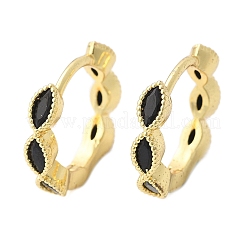 Brass Micro Pave Cubic Zirconia Huggie Hoop Earrings&nbsp;EJEW-K083-34G-A