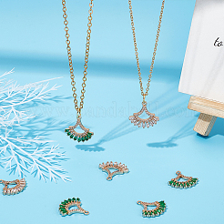 12Pcs 2 Colors Brass Micro Pave Clear & Green Cubic Zirconia Pendants&nbsp;KK-BBC0001-91