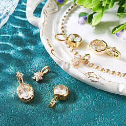 4Pcs 2 Styles Brass Micro Pave Cubic Zirconia & 2Pcs Stainless Steel Rhinestone Pendants Findings Kits&nbsp;FIND-TA0010-18