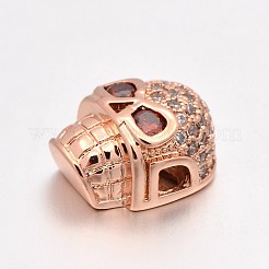 Fashionable Brass Micro Pave Cubic Zirconia Skull Hollow Beads&nbsp;ZIRC-J009-03RG