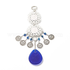 Teardrop Glass Turkish Blue Evil Eye Pendant Decoration&nbsp;HJEW-I008-03AS
