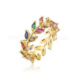 Brass Micro Pave Colorful Cubic Zirconia Adjustable Cuff Rings for Women&nbsp;FS-WG1389A-01