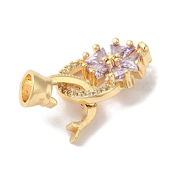 Brass Micro Pave Cubic Zirconia Fold Over Clasps&nbsp;KK-B098-07G-01