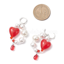 Brass Heart Hoop Earrings&nbsp;EJEW-TA00762