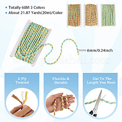 60M 3 Colors 3-Ply Twisted Macrame Polyester Cord&nbsp;OCOR-TA0003-48A
