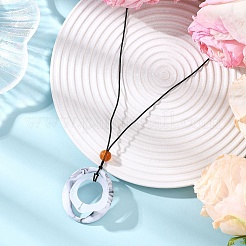 Acrylic Oval Pendant Black Waxed Polyester Cord Long Necklaces&nbsp;NJEW-JN05678