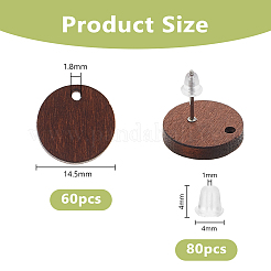 60Pcs Aspen Wood Stud Earring Findings&nbsp;WOOD-DC0001-35B