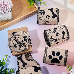 3 Rolls 3 Styles Paw Print Theme Polyester Ribbons&nbsp;SRIB-TA0001-32B