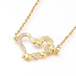 Brass Cubic Zirconia Pendant Necklace & Stud Earring Jeweley Sets&nbsp;SJEW-L154-11G
