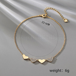 Brass 4 Heart Link Chain Minimalist Anklets for Women and Girls&nbsp;YO8266