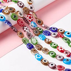 Handmade Millefiori Glass Lampwork Beads Strands&nbsp;LAMP-F024-04