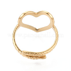 Ion Plating(IP) 304 Stainless Steel Heart Cuff Ring&nbsp;RJEW-N038-123LG