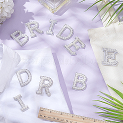 Rhinestone with Plastic Pearl Cloth Embroidery Sew on Appliques&nbsp;PATC-WH0008-142E