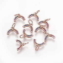 Brass Cubic Zirconia Charms&nbsp;ZIRC-E162-14RG
