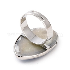 Platinum Plated Brass Abalone Shell/Paua ShellFinger Rings&nbsp;RJEW-E023-02