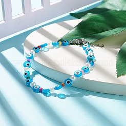 Evil Eye Handmade Lampwork Beaded Anklets for Women&nbsp;AJEW-AN00477