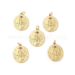 Rack Plating Brass Micro Pave Fuchsia Cubic Zirconia Pendants&nbsp;KK-H431-56G